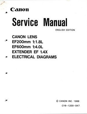 Canon EF200mmf18 600mmf4 Extender14X
