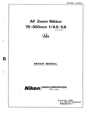 Nikon AF Zoom Nikkor 75 300mm f 4 5 5 6