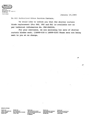 Nikon Bulletin FM2N Shutter