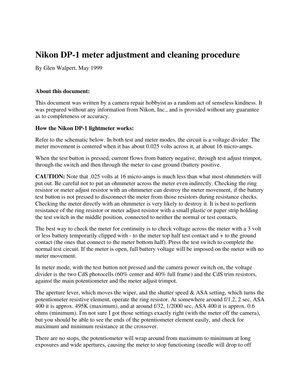 Nikon F2 DP 1 Adjustment