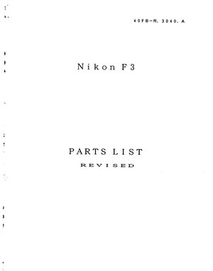 Nikon F3 Parts List