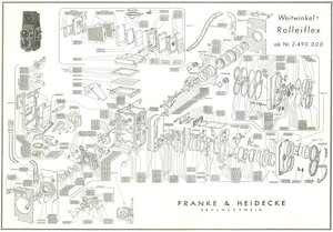 Rollei Weitwinkel Rolleiflex Explosionszeichnung