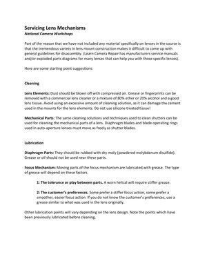 Servicing Lens Mechanisms